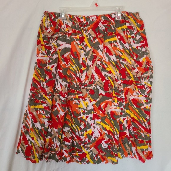 Ladies Medium Skirt Fun Multicolor Midi Laura Scott wrinkle free packable orange - Picture 9 of 9